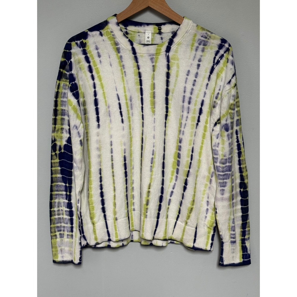 Lululemon Women's Tie Dye Organic Cotton Cashmere‎ Crewneck Sweater Size 6